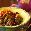 Mexican Beef Stew over Chipotle Sweet Potato Mashers