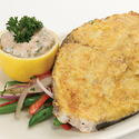 Cornmeal Crusted Mackerel Steaks with Spicy Yogurt Sauce and Snap Bean Salad